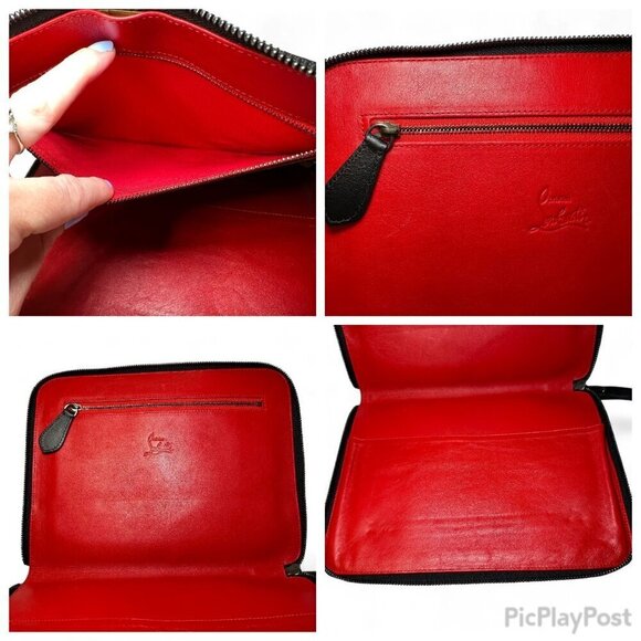 Christian Louboutin Black Leather Calfskin Spiked iPad Case/Wristlet - Picture 14 of 16